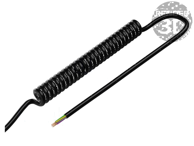Leiding: spiraalvormig; 7x0,15mm2; niet-afgeschermd; PUR; zwart Leiding: spiraalvormig; 7x0,15mm2; niet-afgeschermd; PUR; zwart